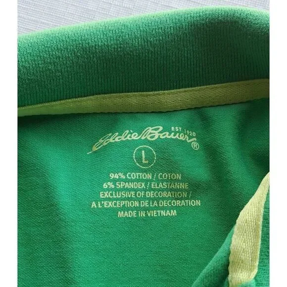 Womens Eddie Bauer Large Green Stretchy Polo Shirt - Picture 3 of 5